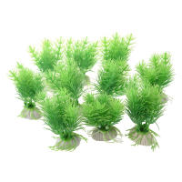 10pcs Green Plastic Plants Aquarium Fish Tank Decoration Ornament