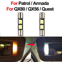 (ผู้ขายเท่านั้น) 2Pcs LED Sunvisor Light Vanity Mirror หลอดไฟภายในสำหรับ Nissan Patrol Y62 Armada Quest Infiniti QX56 QX80