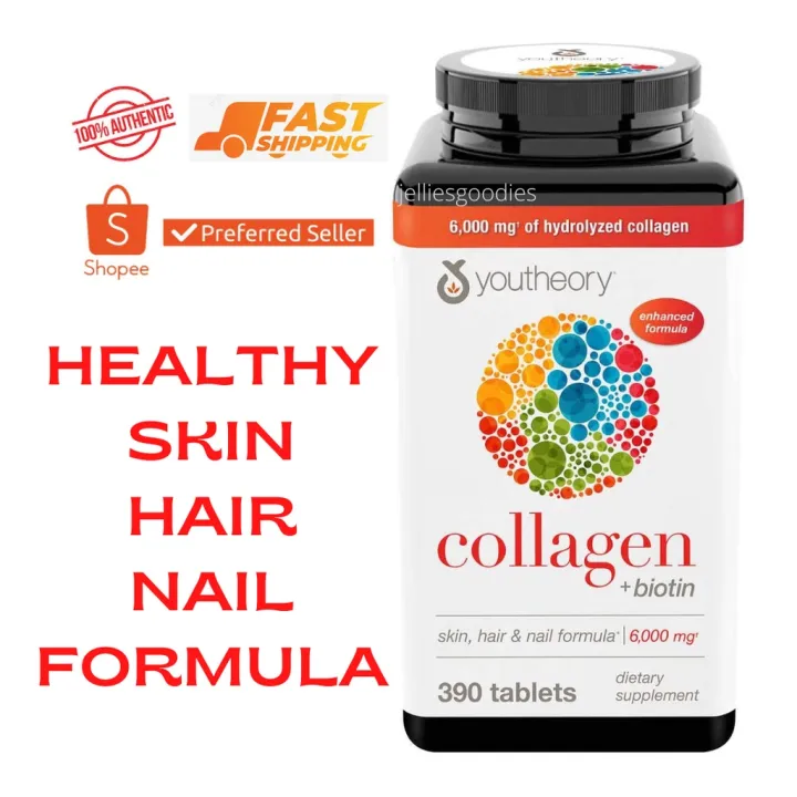 Youtheory Collagen + Biotin + Vitamin C Enhanced Formula Skin Hair Nail