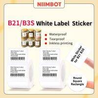 (Round Series) NIIMBOT สติ๊กเกอร์ฉลากความร้อนกลมสำหรับเครื่องพิมพ์กระดาษ B21 B3S ม้วนสติกเกอร์สีขาวและโปร่งใส