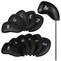 12 ชิ้นเซ็ตGolf Iron Cover PU Cap Cover Iron Cover