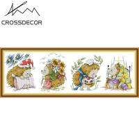 มาใหม่มีความสุขเม่นเล็กๆน้อยๆ crossdecor ประทับปักครบชุดแฮนด์เมด DIY ปักเย็บปักถักร้อย 11ct Pre-พิมพ์บนผ้าสไตล์โมเดิร์บ้านประดับห้อง DMC ครบชุด