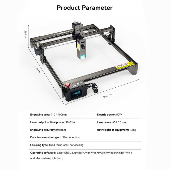 kkmoon-atomstack-s10-pro-cnc-เดสก์ท็อป-diy-เครื่องตัดแกะสลักด้วยเลเซอร์พร้อมพื้นที่แกะสลัก410x400มม-โฟกัสคงที่เลเซอร์บางเฉียบพลังงานสูงพร้อมการป้องกันดวงตาประกอบอย่างรวดเร็วโครงสร้างโลหะผสมอลูมิเนียมส