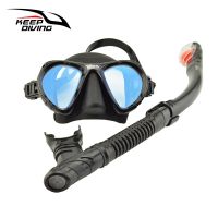 Professional Full-dry Snorkel and Foldable Mask Set Breath Tube Light Weight for Scuba Diving Snorkeling Swimming Coated Goggles