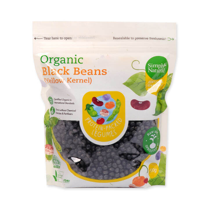 SIMPLY NATURAL Organic Black Beans (Yellow Kernels) 500g China Lazada