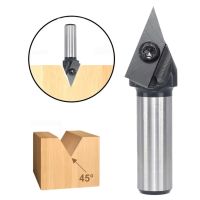 CNC Insert V-Groove Slotting Router Bit 45 องศา V Bit 1/4－1/2－6mm Shank งานไม้ Chamfering 3D Engraving Milling Cutters