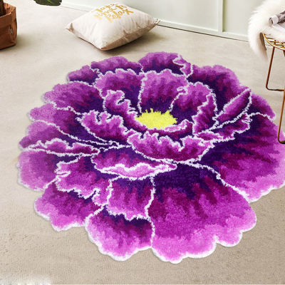 Hot sales flocking carpet plush art rug art rug for living room bedroom rug peony