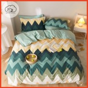 Bộ Chăn Ga Gối Cotton Living kẻ ziczac đủ mọi size đệm cotton 100% chăn ga