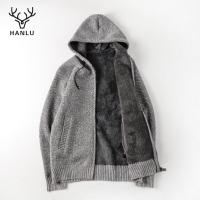 TOPHanlu Mens zipper hooded cardigan sweater Plush and loose knit jacket Keep warm and comfortable