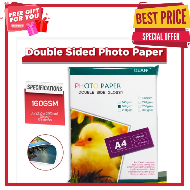 Double Sided Photo Paper High Glossy Photopaper A4 50 Sheets 160gsm 180gsm Lazada Ph 1529