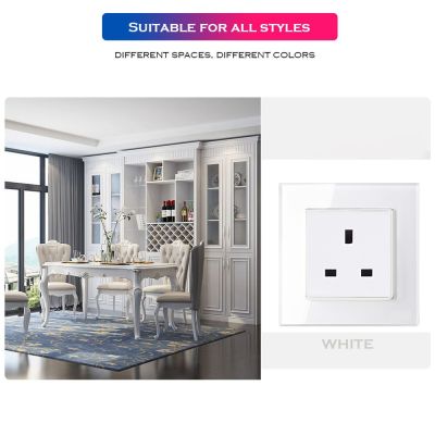 ROVF Wall Power Socket Tempered Glass Panel Plug Malaysia Plug [One year warranty free replacement]