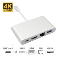 ◈∋ Type C HUB with 4K Gigabit Ethernet Mini Display Port USB 3.0 Computer Interface Extension for MacBook for Chromebook