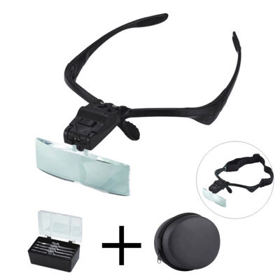 1.01.52.02.53.5X Magnifier Headband Magnifying Glasses Eye Repair Magnifier 2 LED Light Glasses Loupe Optical