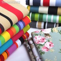 ✼ Thick Cotton Stripe Flowers Floral Printed Canvas Fabric for Tablecloths Sofa Shoes Curtain Home Decor By the Half Meter