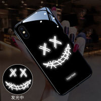 Smile เคสโทรศัพท์กระจกเรืองแสง LED,เคสโทรศัพท์สำหรับ iPhone 13 Pro Max 12 11 X Xr Xs 7 8 Plus ฝาครอบอัจฉริยะป้องกันการตกกระแทก