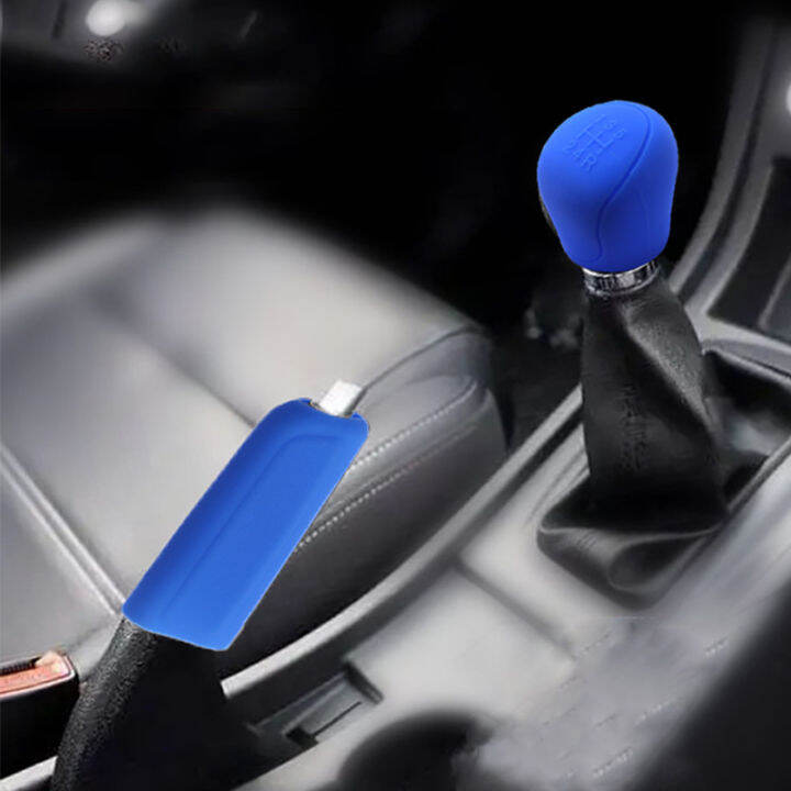 รถ-universal-ซิลิโคนเกียร์-shift-knob-cover-เกียร์-shift-non-slip-grip-handle-ป้องกันครอบคลุมรถอุปกรณ์ตกแต่งภายใน