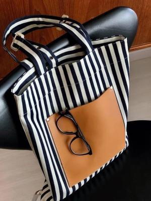 babe2022 new simple casual one-shoulder bag large womens large-capacity striped commuter tote