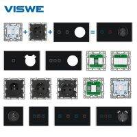 ✇ VISWE Wifi Smart Switch Function Part DIY Full Mirror Glass Panel Black EU Wall Power Sockets and Sensor Switch