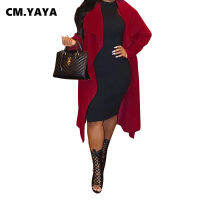 CM.YAYA Autumn Winter Elegant Streetwear INS Women Long Sleeve Open Stich Trench Blends