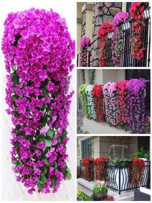 [AYIQ Flower Shop] พวงกล้วยไม้แขวนสีม่วงสดใสสวยงาม,ดอกไม้ประดิษฐ์ตกแต่งงานปาร์ตี้จำลองวาเลนไทน์39; S กำแพงวัน