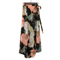 【CW】 Fashion Floral Print Skirt Side Tie Piece Beach Skirts Waist Wrap With Slit