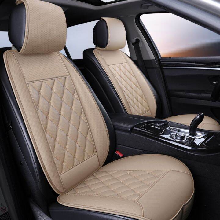 Luxury Leather Front + Rear Car Seat Covers 5-Seats Cushion Full Set  Universal