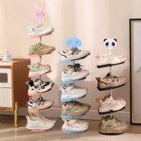 Kids Children Corner Shoe Rack Organizer Storage Space Saving Simple Lovely Cartoon Multilayer Assembly Entryway Shoe Shelf