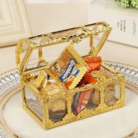 Vintage Golden Pirate Treasure Storage Box Candy Trinket for Jewelry Crystal Gem Trinket Box Bedroom Decoration