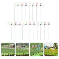 Mlinstudio 20pcs Garden Dragonfly Stakes Garden Dragonfly ตกแต่งพลาสติกสัญญาณแมลงปอการตกแต่งสวน