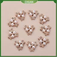 CHUAN 10PCS ตัดเย็บเสื้อผ้า เครื่องประดับหมวก คริสตัล ปุ่ม Rhinestone เครื่องประดับศีรษะ กระดุมมุก กิ๊บติดผมไข่มุก