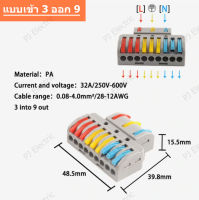 1 ชิ้น เทอร์มินอลต่อสายไฟ ข้อต่อสายไฟ ตัวจั๊มสายไฟแบบ แบบเข้า 3 ออก 6 หรือ เข้า 3 ออก 9 1 pc Mini Fast Wire Connector Universal Wiring Cable Connector Push-in Conductor Terminal Block