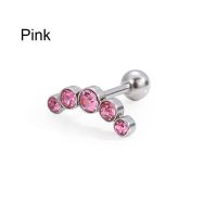 【Online】 Gift Pop 1ชิ้นหูเจาะต่างหูสตั๊ดกระดูกอ่อน Helix Tragus Rock Zircon Ear Stud สแตนเลสเครื่องประดับ Accessories