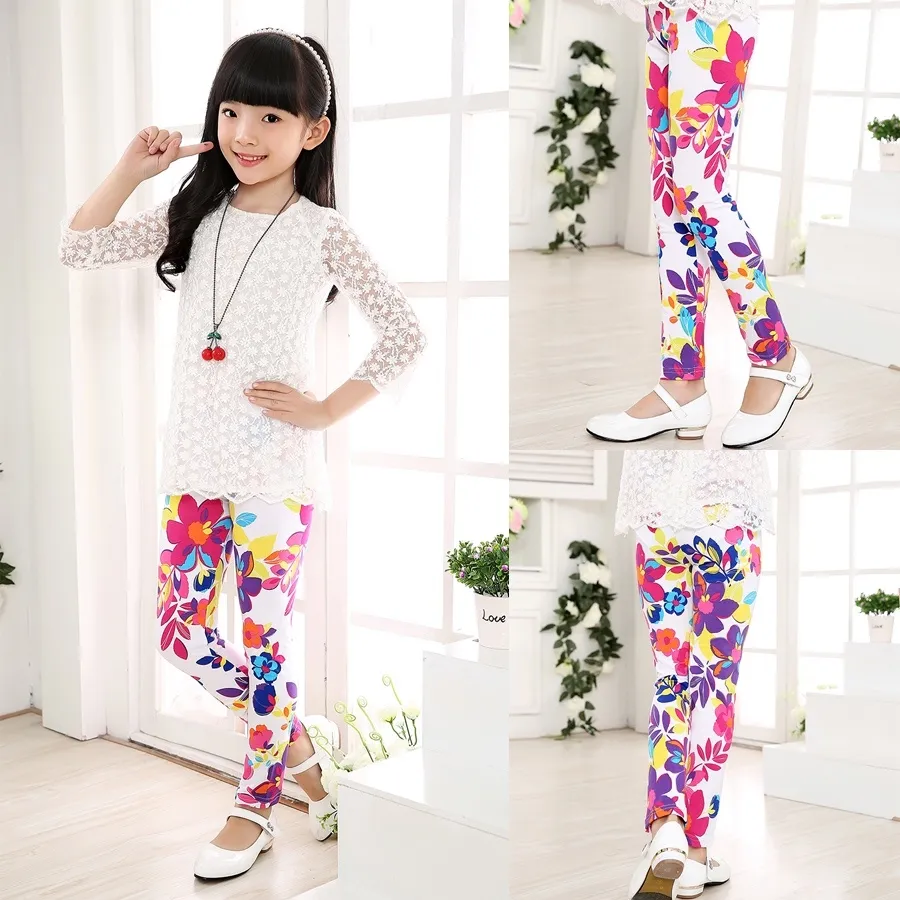 SheeCute girls print leggings Baby Girl Clothes Kids Print Flower Skinny  leggings SC1752