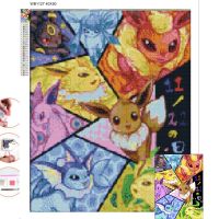 （Jinxiu cross-stitch）การ์ตูน Pokemon ภาพวาดเพชรแบบทำมือบน5D งานปักครอสติชทรงกลม/เพชรทรงสี่เหลี่ยมปักภาพโมเสคประดับเพชรของขวัญศิลปะ