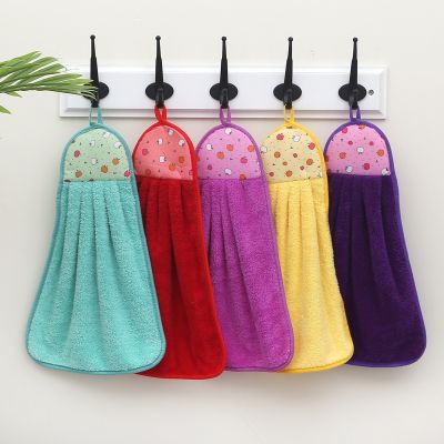 [COD] Hand towel wholesale kitchen can hang coral fleece absorbent animal quick-drying cute thickened