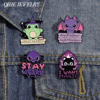 【HOT】ஐ☜ Frog I Want Witch Enamel Pins PunK Night Thinker Bat Brooch Accessories Shirt Badge Jewelry