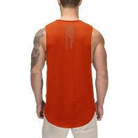 Gym Fitness Muscle Sleeveless Thin Breathable Cool Feeling T-Shirt Summer Mesh Moisture Wicking Quick Dry Mens Casual Tank Tops