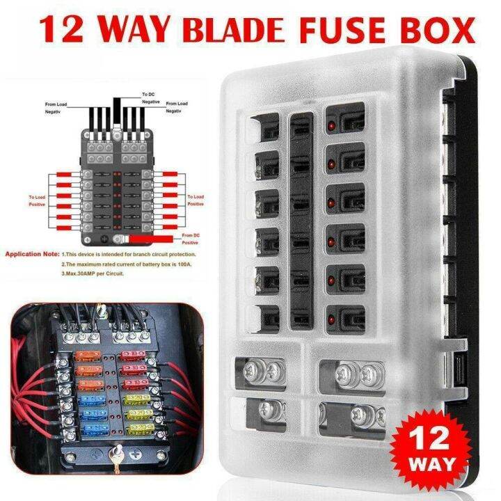 Auto 12 Way Fuse Box Plastic Cover Blade 12V 24V Fuse Holder RV Camping