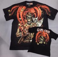 Rock Changเสื้อยืด T-shirt Full HD ลายGame Over Joker Skull (เสื้อเรืองแสง)(ไซด์ยุโรป)