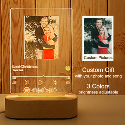 Customizable personalized photos &amp; Favorite songs Album Cover Music Spotify Scan Play Acrylic Night Light For Christmas gift