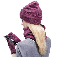 2021New Winter Women Scarf Hat Touch Screen Gloves Set Velvet Men Head Cover Women Beanies Sets Plush Men Hats Scarf