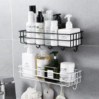 Hook Storage Rack Skin Care Product Storage Rack Load Bearing Strong Washing Rack Toilet Storage Rack Bathroom Glass Shelf Iron Art Bathroom Storage Rack