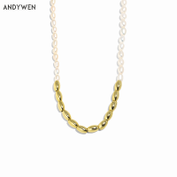 ANDYWEN 925 Sterling Silver 2021 Pearl Chain Choker Necklace Long Charm Women Wedding Luxury Jewelry 2021 Real Natural Pearl