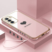 (คลังสินค้าพร้อม) เคสเคสมือถือสำหรับ Infinix Zero 5G 2023พร้อมสายคล้อง + กรอบขอบสี่เหลี่ยมหัวใจคนรักชุบฝาหลังแบบนิ่ม