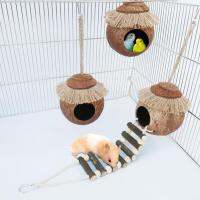 Natural Small Pet Coconut Cages Pet Cage for Hamster Guinea Pig Mice Squirrel Wooden House for Rat Rodent Small Animal Nest