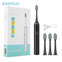 HOKDS 6 Modes Ultrasonic Sonic Electric Toothbrush Rechargeable Waterproof Electronic Teeth Whitening Brush With Replacement Heads