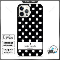 Black White KateSpadese Polkadot Phone Case for iPhone 14 Pro Max / iPhone 13 Pro Max / iPhone 12 Pro Max / XS Max / Samsung Galaxy Note 10 Plus / S22 Ultra / S21 Plus Anti-fall Protective Case Cover