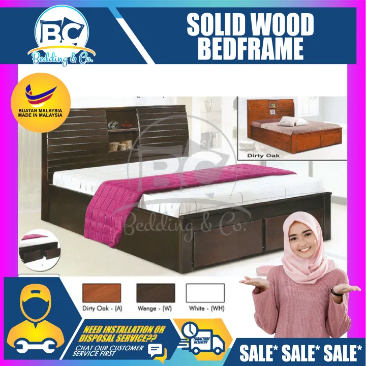 Solid Wood King Size Wooden Bed Frame, Solid Wood King Size Headboard With Storage