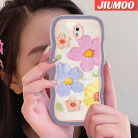 JIUMOO เคสปลอกสำหรับ Samsung J7โปร J7 2017 2018 J7แฟชั่นสีสันสดใสลายดอกไม้ขอบเคสมือถือกันกระแทกแบบใสนิ่มเคสป้องกันซิลิกาเจลโปร่งใสลายกล้องถ่ายรูปเก๋ไก๋