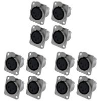 XLR Female Jack 3 Pin - Panel Mount Jacks D Series Size XLR-F - 12 PACK